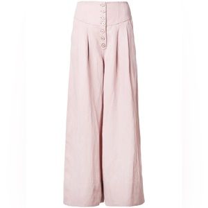 Ulla Johnson Reid Wide Leg Trouser Button Fly Pants WT - Violet